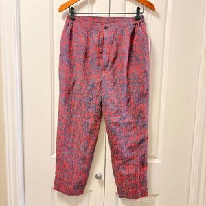 Vintage Chinese Trousers Red & Navy Pattern